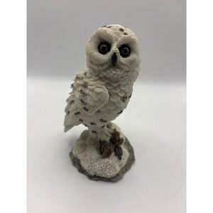 Snowy Owl Figurine Realistic White Bird Wildlife Decor Resin Sculpture 4 Inch